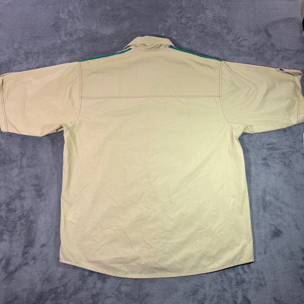 One Love Bob Marley Soul Rebel Graphic Button Up Shirt Tan Rasta Lion Mens - Picture 5 of 7